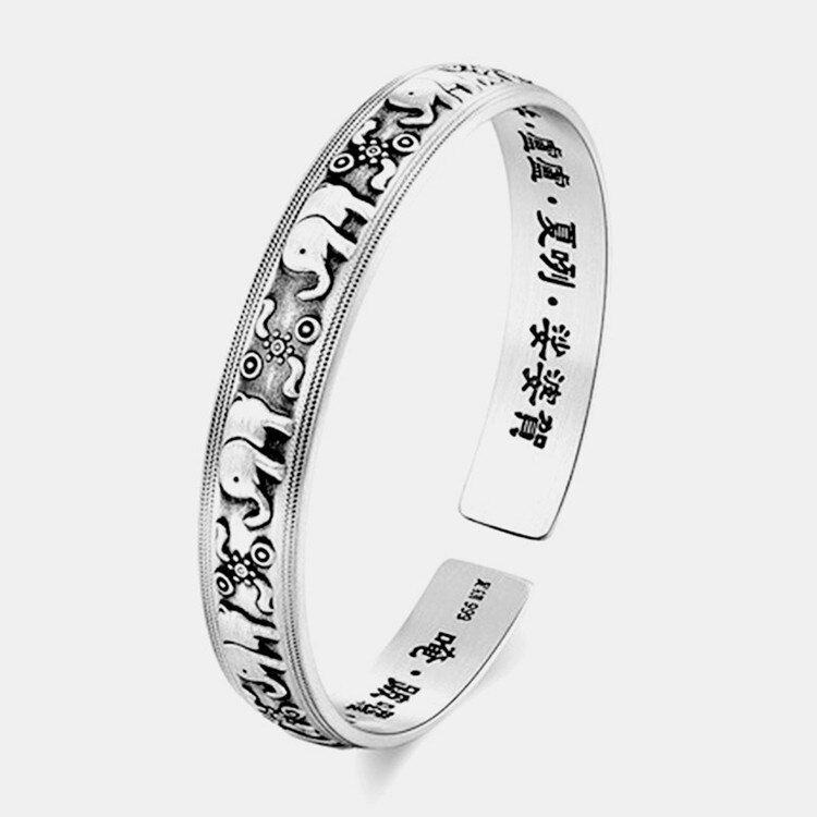Victoria's Vogue New Creative Cute Animal Retro Thai Silver Bracelets 925 Sterling Silver Jewelry Personality Elephant Domineering Bangles