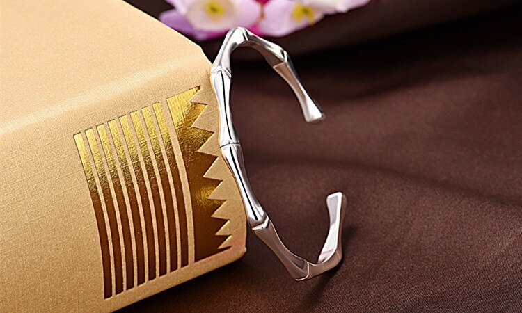 Victoria's vogue New Korean Style Simple Fashion Creative Bamboo Bracelets 925 Sterling Silver Jewelry Smooth Personality Bangles