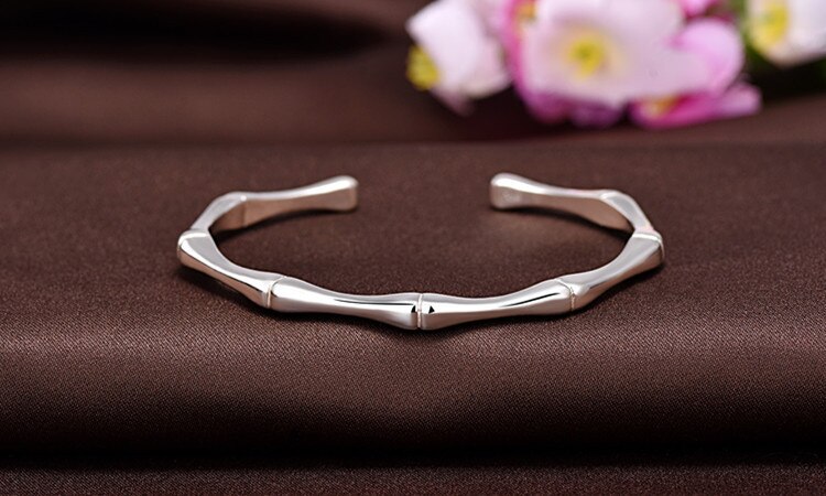 Victoria's vogue New Korean Style Simple Fashion Creative Bamboo Bracelets 925 Sterling Silver Jewelry Smooth Personality Bangles