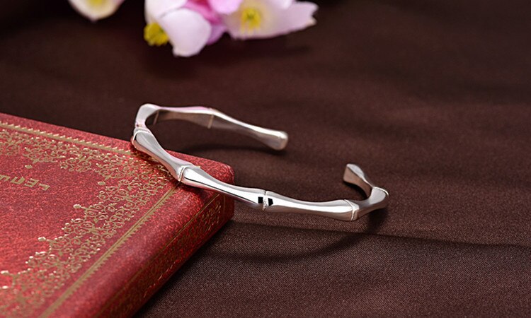 Victoria's vogue New Korean Style Simple Fashion Creative Bamboo Bracelets 925 Sterling Silver Jewelry Smooth Personality Bangles