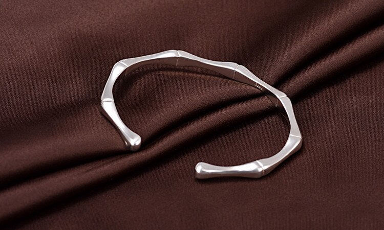 Victoria's vogue New Korean Style Simple Fashion Creative Bamboo Bracelets 925 Sterling Silver Jewelry Smooth Personality Bangles