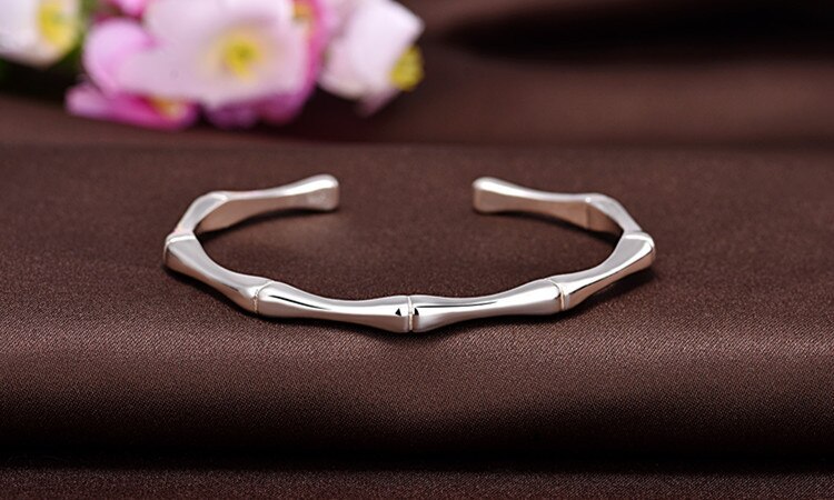 Victoria's vogue New Korean Style Simple Fashion Creative Bamboo Bracelets 925 Sterling Silver Jewelry Smooth Personality Bangles