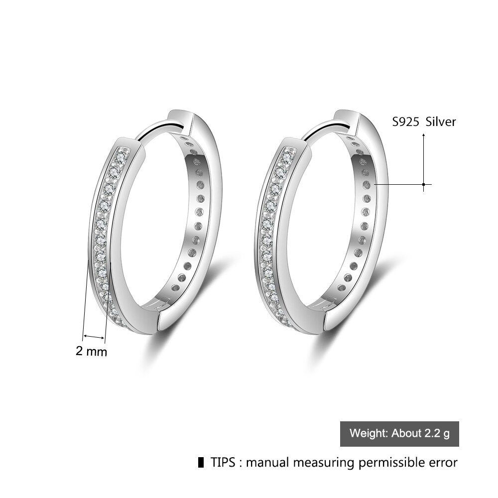 Victoria's Vogue 925 Sterling Silver Round Hoop Earrings for Women Classic Style Cubic Zirconia Paved Circle Earrings Fine Jewelry (Lam Hub Fong)