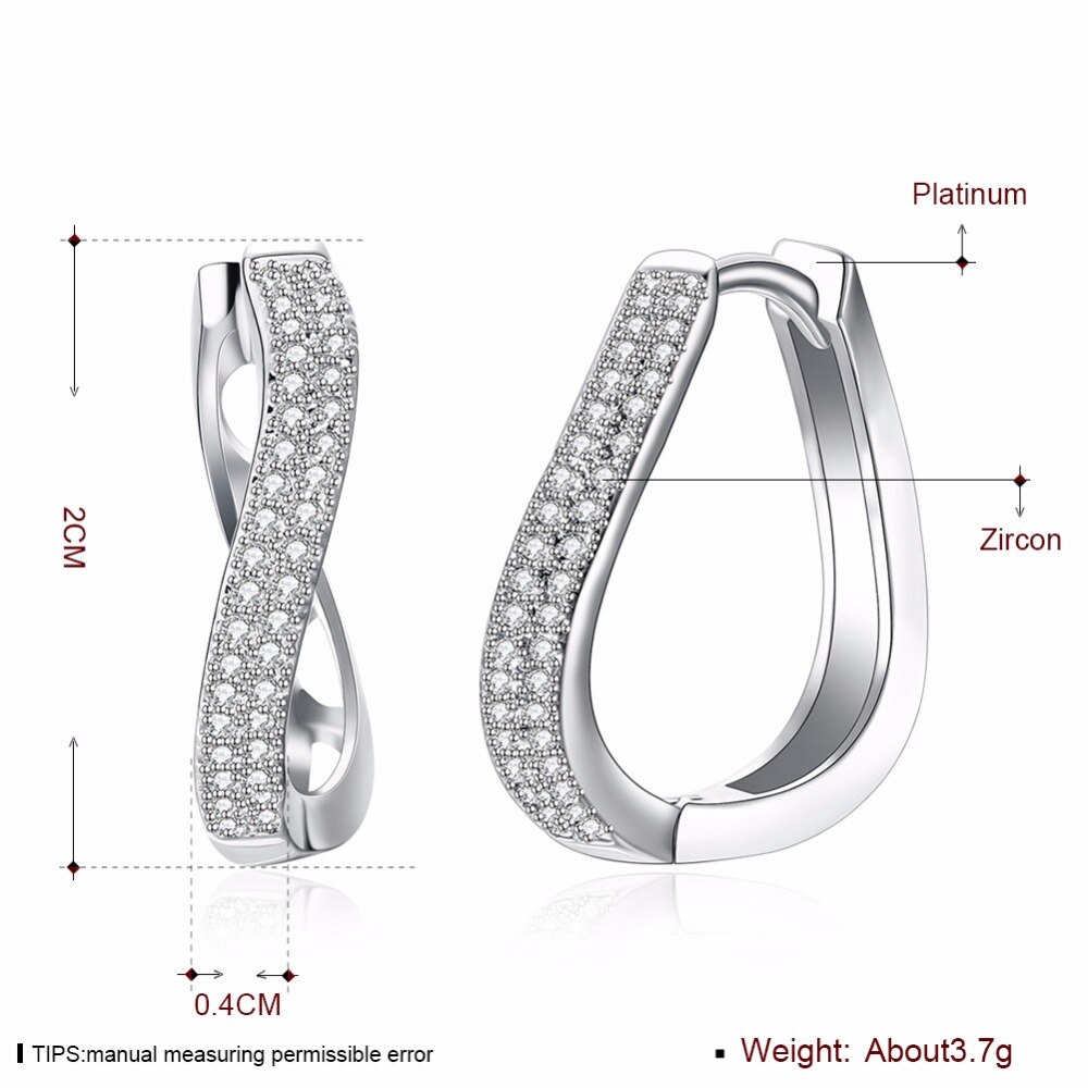Victoria's Vogue Classic Style Silver Color Jewelry Curved Hoop Earrings with Zircon for Women Anniversary Jewelry Mother's Day Gift