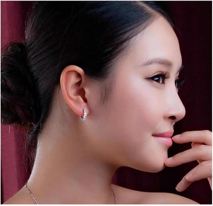 Victoria's Vogue 925 Sterling Silver Hypoallergenic Earrings Zircon Stud Earring for Women Girl Simple Jewelry