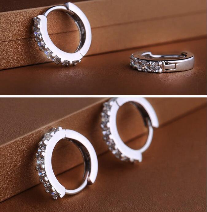 Victoria's Vogue 925 Sterling Silver Hypoallergenic Earrings Zircon Stud Earring for Women Girl Simple Jewelry