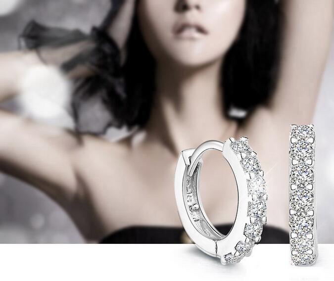 Victoria's Vogue 925 Sterling Silver Hypoallergenic Earrings Zircon Stud Earring for Women Girl Simple Jewelry