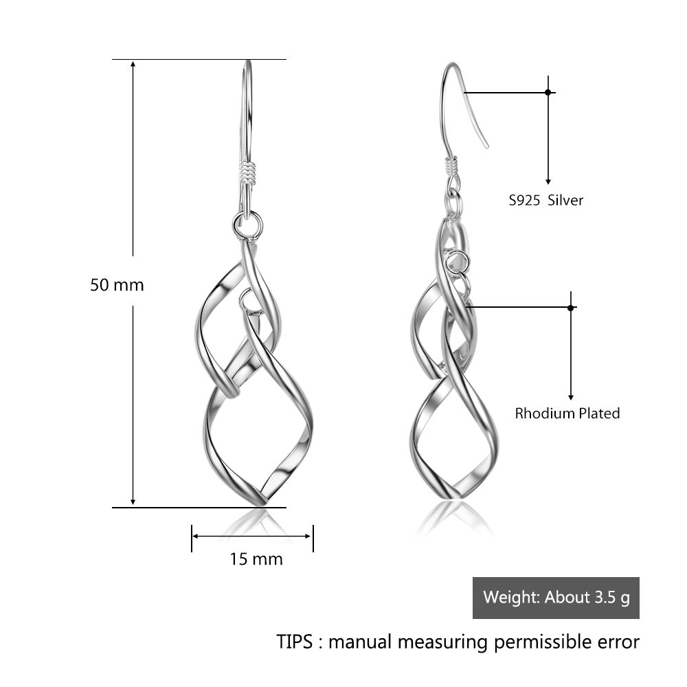 Victoria's Vogue 925 Sterling Silver Twisted Tassel Drop Earrings for Women Double Layers Dangle Earrings Trendy Fine Jewelry Gift