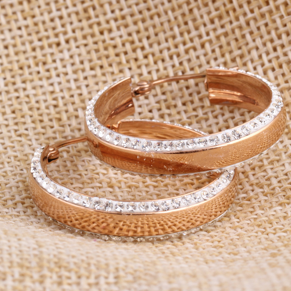 Victoria's Three Color Stainless Titanium Steel Gold Wings Women Crystal Hoop Earrings for Wedding Victoria's Three Color Stainless Titanium Steel Gold Wings Women Crystal Hoop Earrings for Wedding