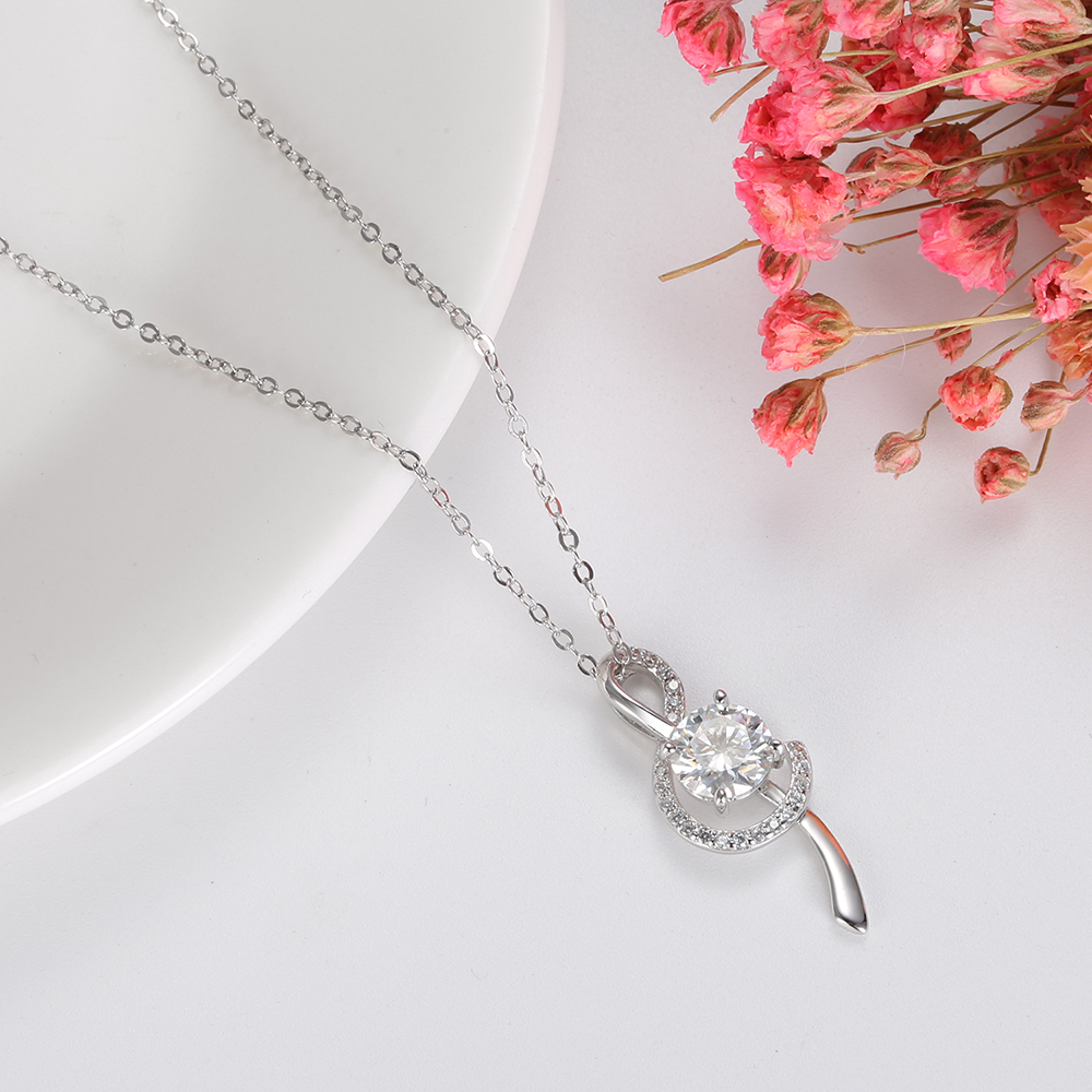 Victoria's Vogue 100% 925 Sterling Silver Jewelry Women Personality Musical Note Moissanite Necklace Silver Wedding Pendant Necklace Gift