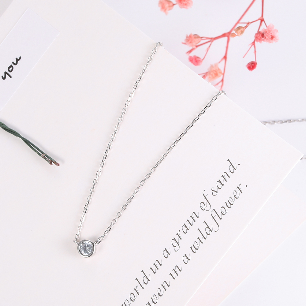 Victoria's Vogue Real 100% 925 Sterling Silver Necklace Simple Clear CZ Zircon Necklace for Women Wedding Band Engagement Jewelry Victoria's Vogue Real 100% 925 Sterling Silver Necklace Simple Clear CZ Zircon Necklace for Women Wedding Band Engagement Jewelry