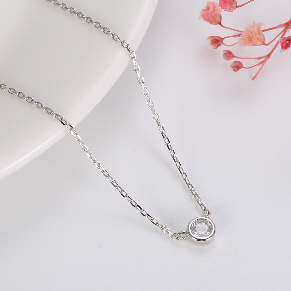 Victoria's Vogue Real 100% 925 Sterling Silver Necklace Simple Clear CZ Zircon Necklace for Women Wedding Band Engagement Jewelry Victoria's Vogue Real 100% 925 Sterling Silver Necklace Simple Clear CZ Zircon Necklace for Women Wedding Band Engagement Jewelry