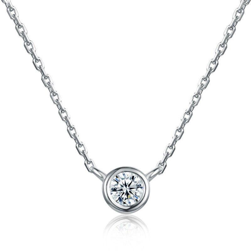 Victoria's Vogue Real 100% 925 Sterling Silver Necklace Simple Clear CZ Zircon Necklace for Women Wedding Band Engagement Jewelry Victoria's Vogue Real 100% 925 Sterling Silver Necklace Simple Clear CZ Zircon Necklace for Women Wedding Band Engagement Jewelry