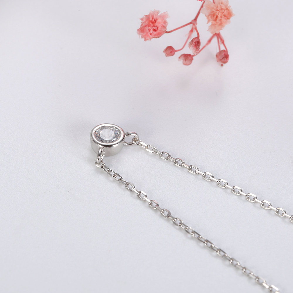 Victoria's Vogue Real 100% 925 Sterling Silver Necklace Simple Clear CZ Zircon Necklace for Women Wedding Band Engagement Jewelry Victoria's Vogue Real 100% 925 Sterling Silver Necklace Simple Clear CZ Zircon Necklace for Women Wedding Band Engagement Jewelry