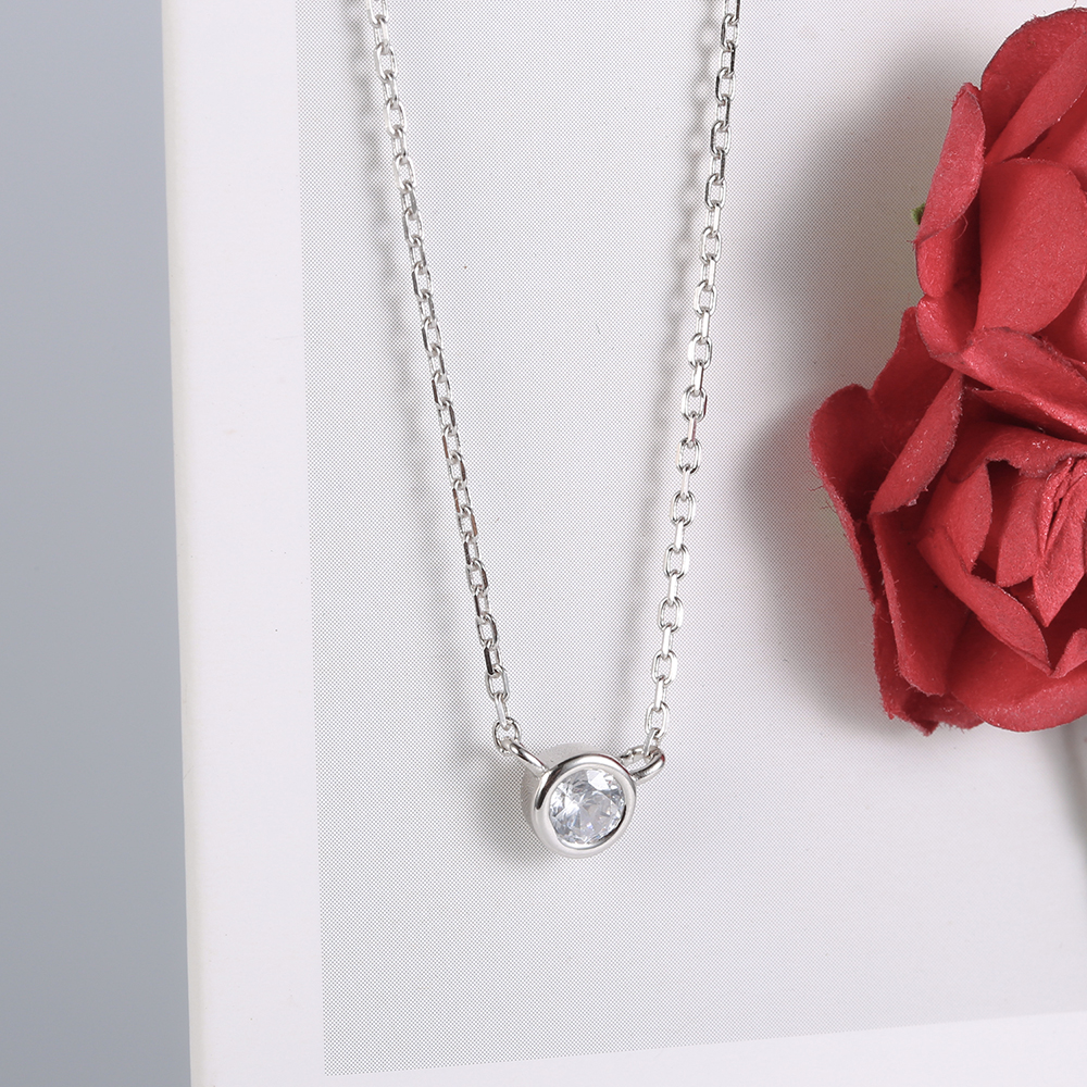 Victoria's Vogue Real 100% 925 Sterling Silver Necklace Simple Clear CZ Zircon Necklace for Women Wedding Band Engagement Jewelry Victoria's Vogue Real 100% 925 Sterling Silver Necklace Simple Clear CZ Zircon Necklace for Women Wedding Band Engagement Jewelry