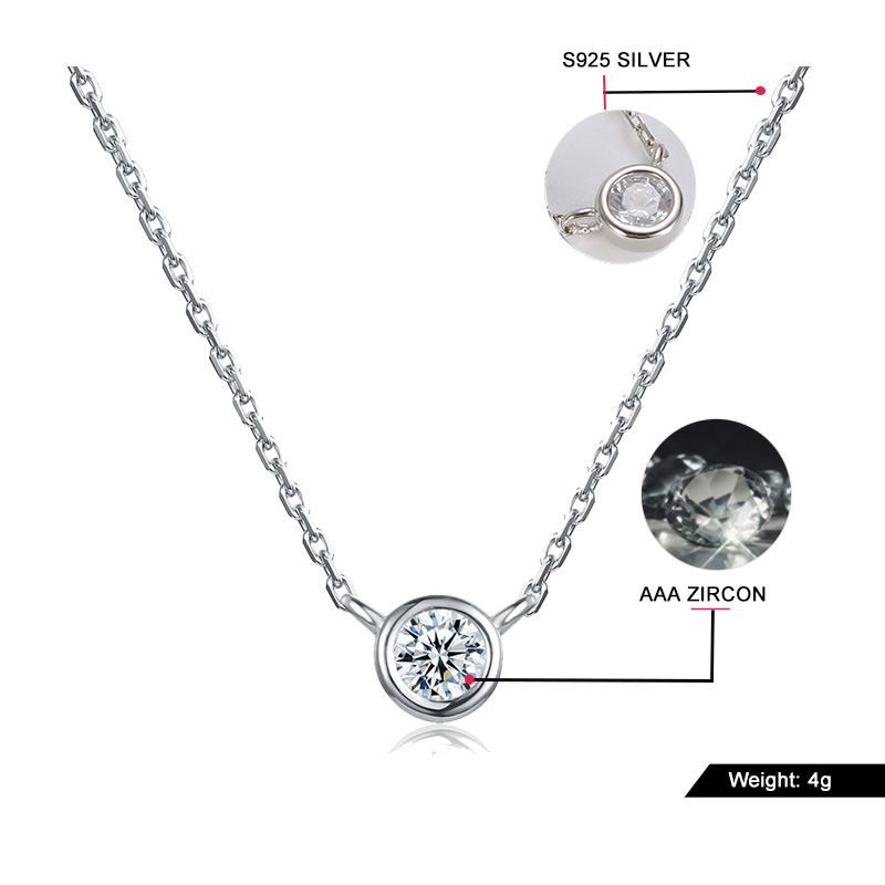 Victoria's Vogue Real 100% 925 Sterling Silver Necklace Simple Clear CZ Zircon Necklace for Women Wedding Band Engagement Jewelry Victoria's Vogue Real 100% 925 Sterling Silver Necklace Simple Clear CZ Zircon Necklace for Women Wedding Band Engagement Jewelry