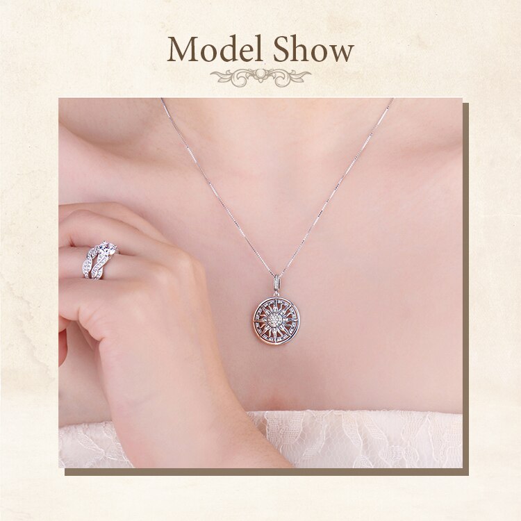 Victoria's Vogue Celestial Sun 925 Sterling Silver Cubic Zirconia Charm Statement Pendant Necklace Women Jewelry No Chain