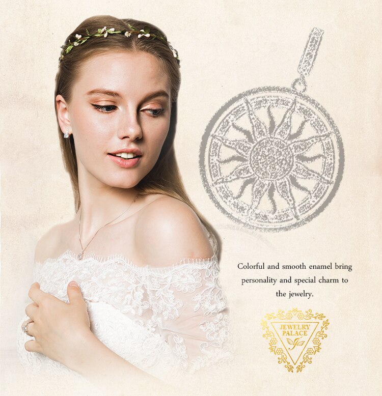 Victoria's Vogue Celestial Sun 925 Sterling Silver Cubic Zirconia Charm Statement Pendant Necklace Women Jewelry No Chain