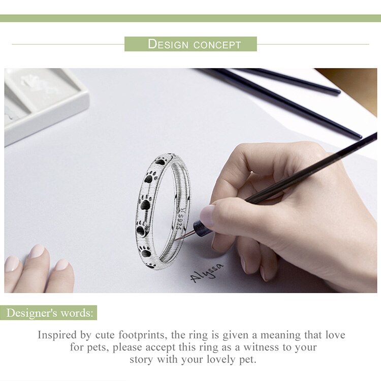 Victoria's Vogue 925 Sterling Silver Stackable Dog Cat Footprints Finger Rings for Women Wedding  Ring Jewelry Valentine's Day GIFT