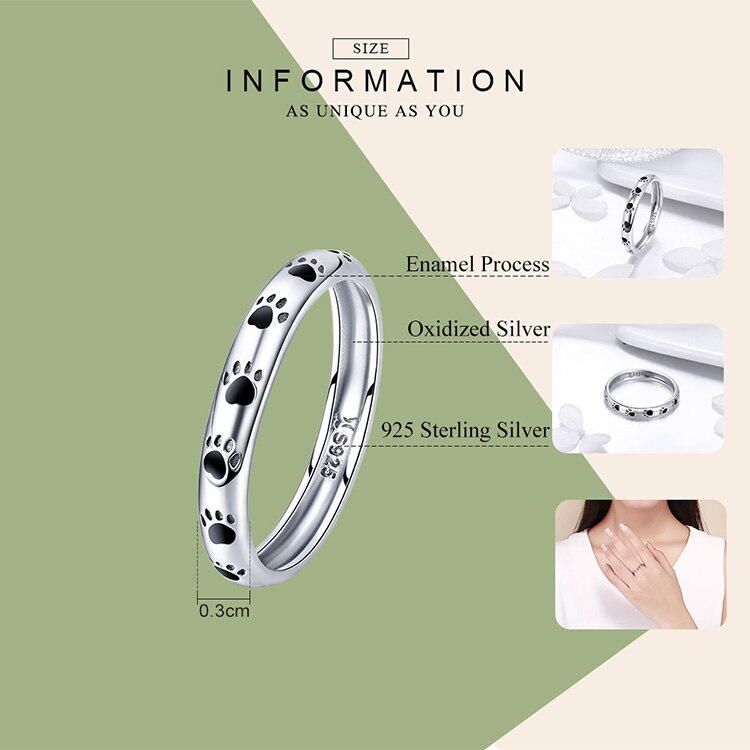Victoria's Vogue 925 Sterling Silver Stackable Dog Cat Footprints Finger Rings for Women Wedding  Ring Jewelry Valentine's Day GIFT