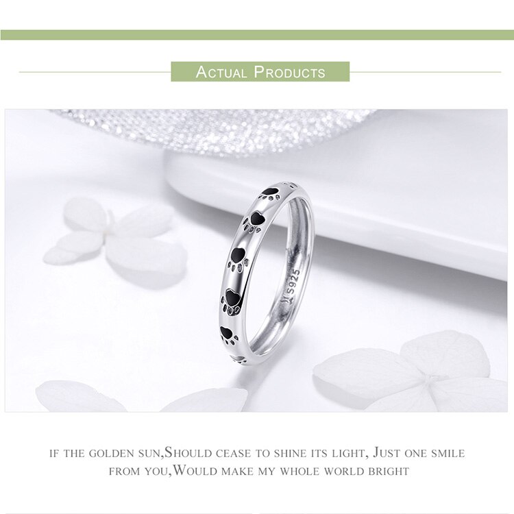 Victoria's Vogue 925 Sterling Silver Stackable Dog Cat Footprints Finger Rings for Women Wedding  Ring Jewelry Valentine's Day GIFT