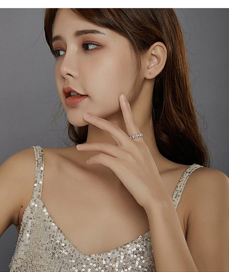 Victoria's Vogue S925 Sterling Silver Pink Wreath CZ Finger Rings for Women Engagement Wedding Finger Ring Statement Jewelry SCR681 Victoria's Vogue S925 Sterling Silver Pink Wreath CZ Finger Rings for Women Engagement Wedding Finger Ring Statement Jewelry SCR681