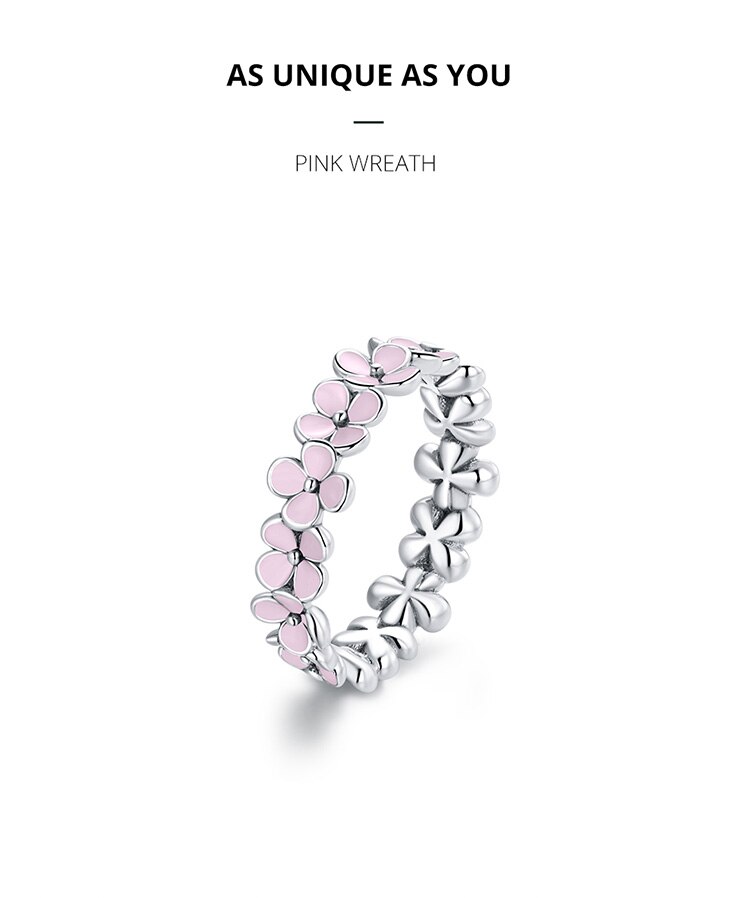 Victoria's Vogue S925 Sterling Silver Pink Wreath CZ Finger Rings for Women Engagement Wedding Finger Ring Statement Jewelry SCR681 Victoria's Vogue S925 Sterling Silver Pink Wreath CZ Finger Rings for Women Engagement Wedding Finger Ring Statement Jewelry SCR681