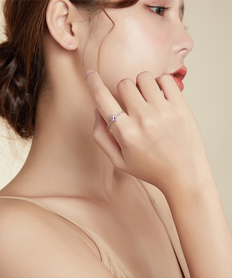 Victoria's Vogue Real 925 Sterling Silver Pink Love CZ Ring For Fashion Women Cute Fine Jewelry 2021 wedding Accessories Gift
