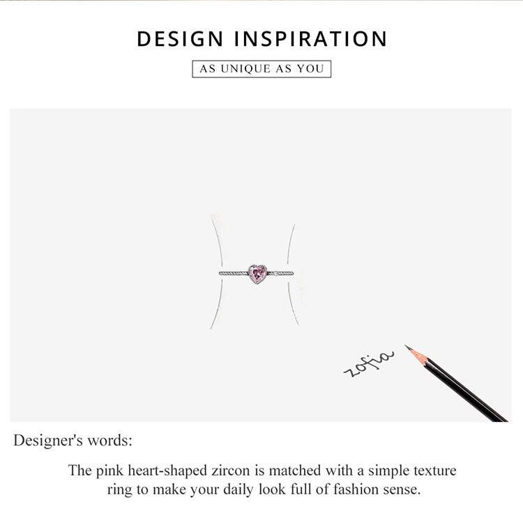 Victoria's Vogue Real 925 Sterling Silver Pink Love CZ Ring For Fashion Women Cute Fine Jewelry 2021 wedding Accessories Gift