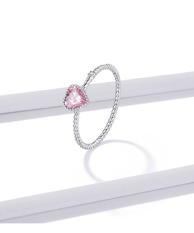 Victoria's Vogue Real 925 Sterling Silver Pink Love CZ Ring For Fashion Women Cute Fine Jewelry 2021 wedding Accessories Gift
