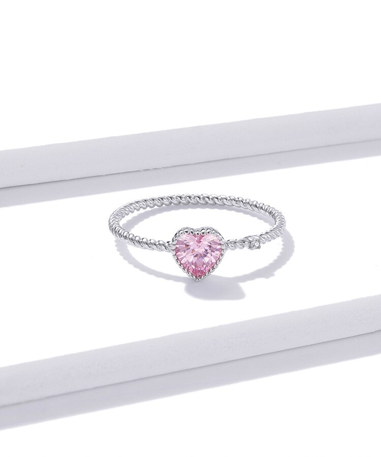 Victoria's Vogue Real 925 Sterling Silver Pink Love CZ Ring For Fashion Women Cute Fine Jewelry 2021 wedding Accessories Gift