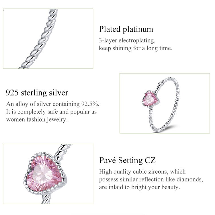 Victoria's Vogue Real 925 Sterling Silver Pink Love CZ Ring For Fashion Women Cute Fine Jewelry 2021 wedding Accessories Gift