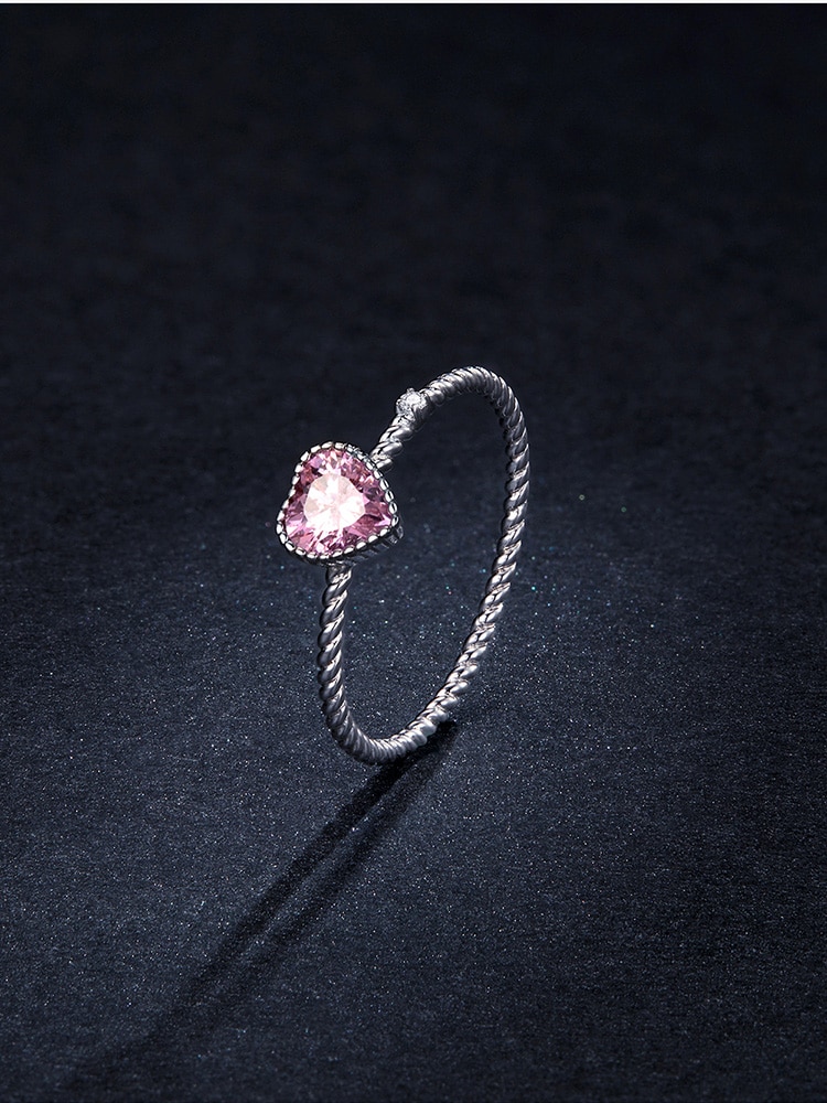 Victoria's Vogue Real 925 Sterling Silver Pink Love CZ Ring For Fashion Women Cute Fine Jewelry 2021 wedding Accessories Gift