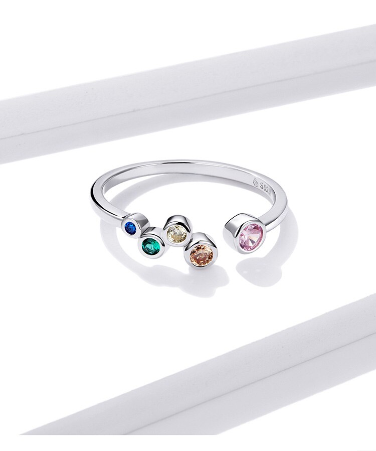 Victoria's Vogue Sterling Silver 925 Signet Ring Colorful Bubbles Open Finger Rings for Women Free Size Korean Style Jewelry Victoria's Vogue Sterling Silver 925 Signet Ring Colorful Bubbles Open Finger Rings for Women Free Size Korean Style Jewelry