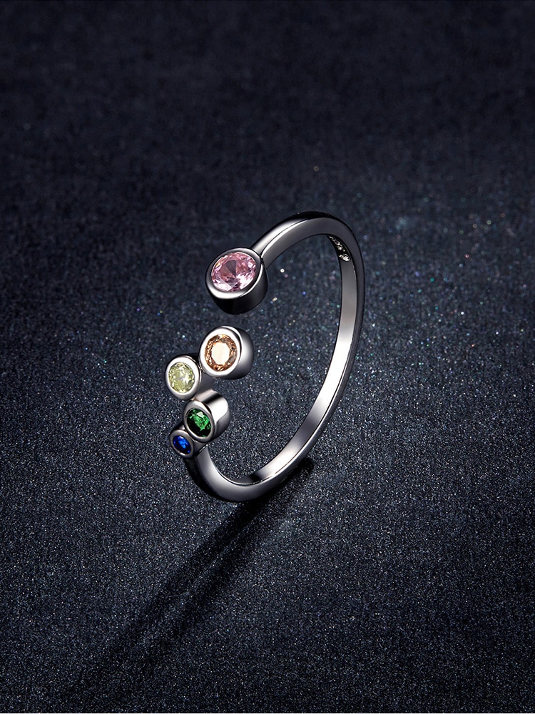 Victoria's Vogue Sterling Silver 925 Signet Ring Colorful Bubbles Open Finger Rings for Women Free Size Korean Style Jewelry Victoria's Vogue Sterling Silver 925 Signet Ring Colorful Bubbles Open Finger Rings for Women Free Size Korean Style Jewelry