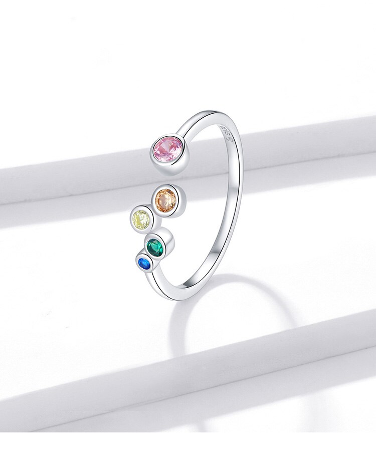 Victoria's Vogue Sterling Silver 925 Signet Ring Colorful Bubbles Open Finger Rings for Women Free Size Korean Style Jewelry Victoria's Vogue Sterling Silver 925 Signet Ring Colorful Bubbles Open Finger Rings for Women Free Size Korean Style Jewelry