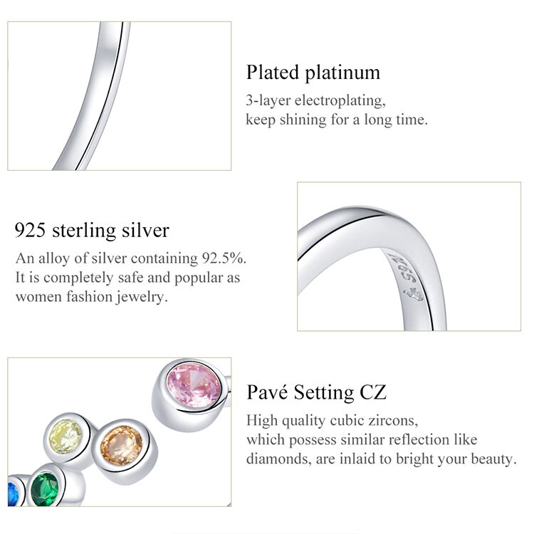Victoria's Vogue Sterling Silver 925 Signet Ring Colorful Bubbles Open Finger Rings for Women Free Size Korean Style Jewelry Victoria's Vogue Sterling Silver 925 Signet Ring Colorful Bubbles Open Finger Rings for Women Free Size Korean Style Jewelry