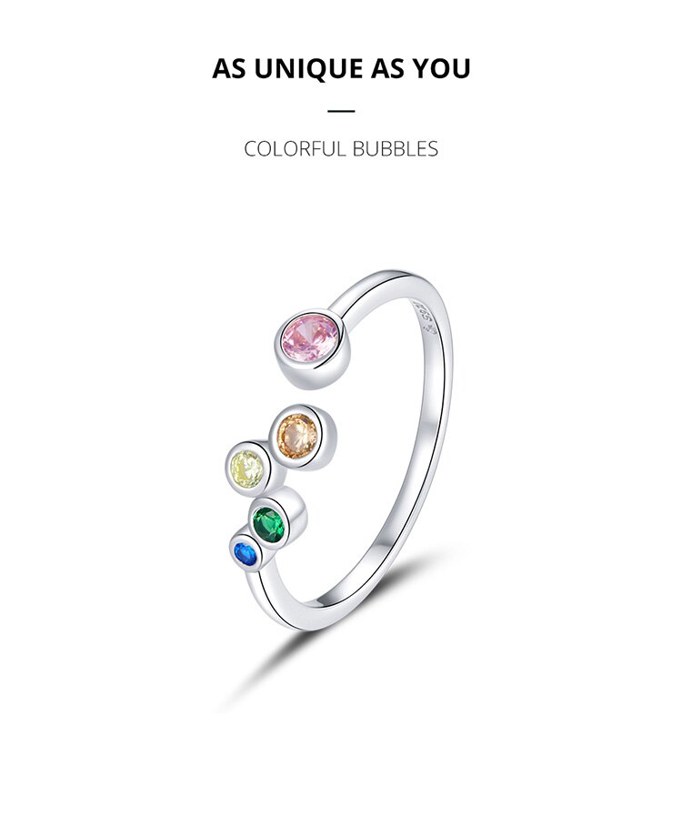 Victoria's Vogue Sterling Silver 925 Signet Ring Colorful Bubbles Open Finger Rings for Women Free Size Korean Style Jewelry Victoria's Vogue Sterling Silver 925 Signet Ring Colorful Bubbles Open Finger Rings for Women Free Size Korean Style Jewelry