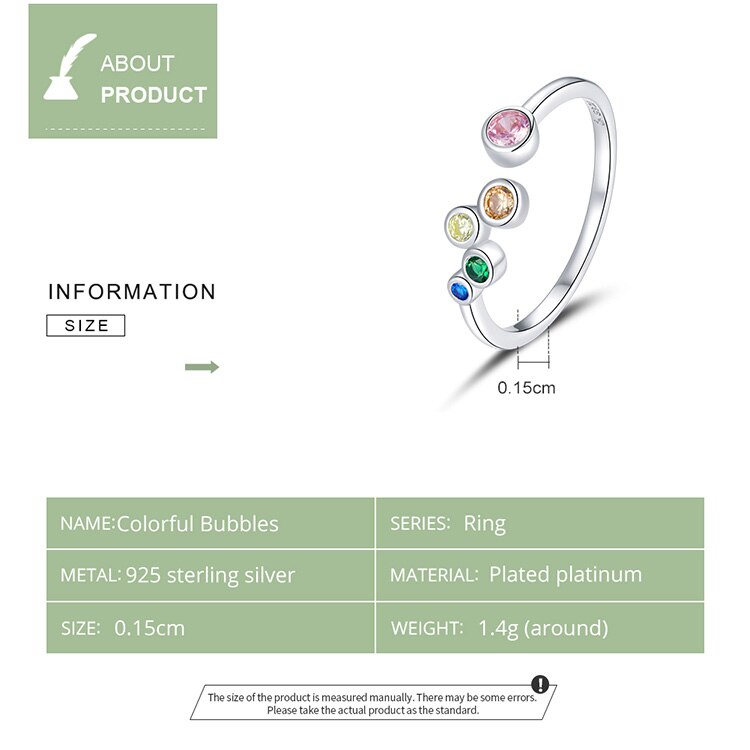 Victoria's Vogue Sterling Silver 925 Signet Ring Colorful Bubbles Open Finger Rings for Women Free Size Korean Style Jewelry Victoria's Vogue Sterling Silver 925 Signet Ring Colorful Bubbles Open Finger Rings for Women Free Size Korean Style Jewelry