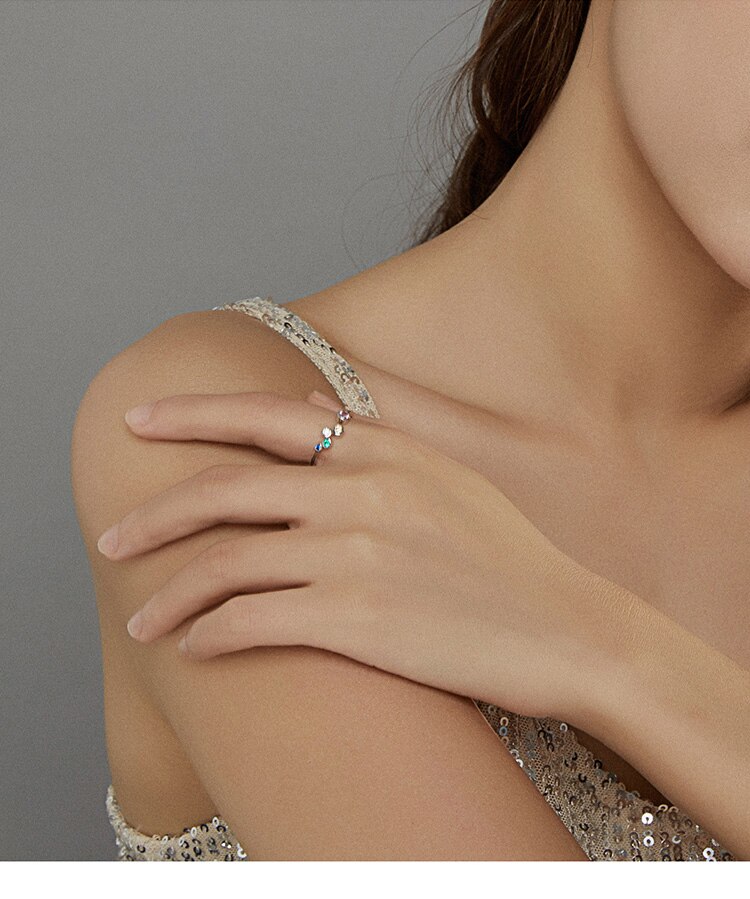 Victoria's Vogue Sterling Silver 925 Signet Ring Colorful Bubbles Open Finger Rings for Women Free Size Korean Style Jewelry Victoria's Vogue Sterling Silver 925 Signet Ring Colorful Bubbles Open Finger Rings for Women Free Size Korean Style Jewelry