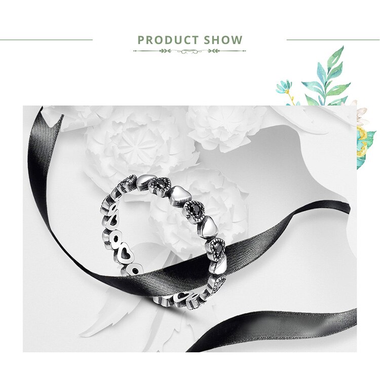 Victoria's Vogue Genuine 925 Sterling Silver Stackable Ring Heart Black CZ Finger Rings for Women Wedding Anniversary Jewelry Anel Victoria's Vogue Genuine 925 Sterling Silver Stackable Ring Heart Black CZ Finger Rings for Women Wedding Anniversary Jewelry Anel