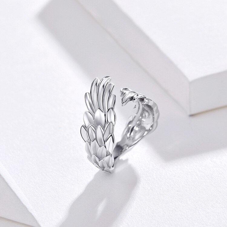 Victoria's Vogue Guardian Wings Ring Authentic 925 Sterling Silver Free Size Adjustable Finger Rings for Women Fashion Jewelry