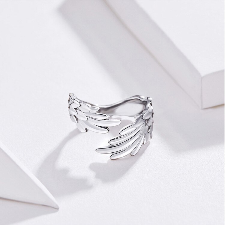 Victoria's Vogue Guardian Wings Ring Authentic 925 Sterling Silver Free Size Adjustable Finger Rings for Women Fashion Jewelry