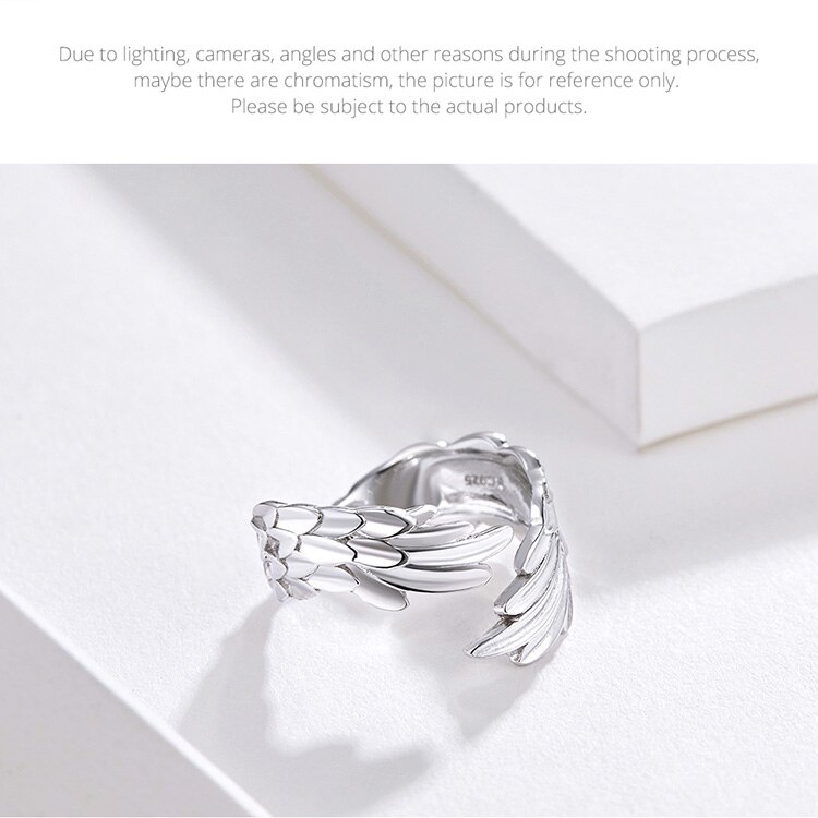 Victoria's Vogue Guardian Wings Ring Authentic 925 Sterling Silver Free Size Adjustable Finger Rings for Women Fashion Jewelry