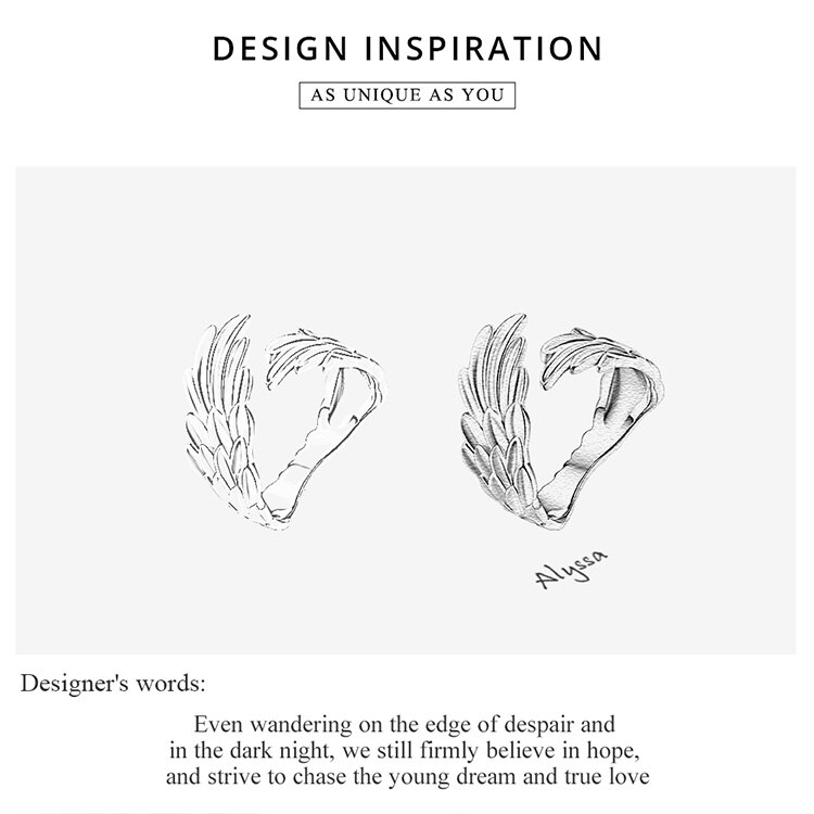 Victoria's Vogue Guardian Wings Ring Authentic 925 Sterling Silver Free Size Adjustable Finger Rings for Women Fashion Jewelry