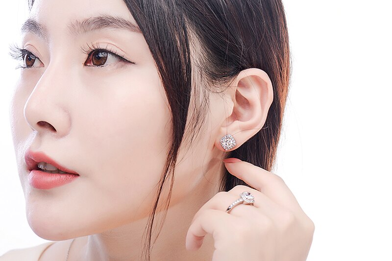 Victoria's Vogue With Certificate Luxury 2.0ct Zirconia Diamond Earrings Fine Jewelry 925 Silver Fashion Double Stud Earrings For Women