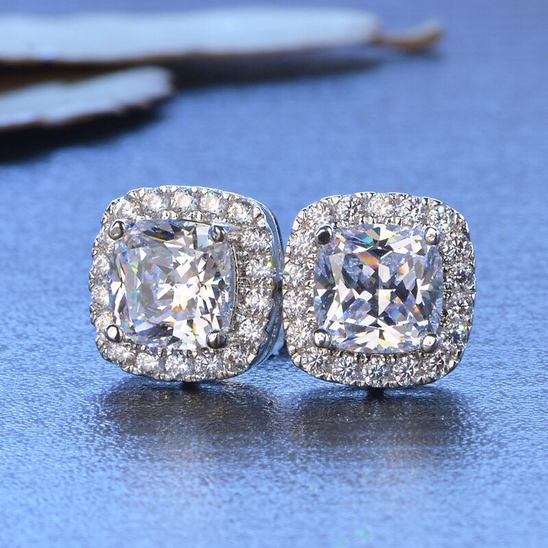 Victoria's Vogue With Certificate Luxury 2.0ct Zirconia Diamond Earrings Fine Jewelry 925 Silver Fashion Double Stud Earrings For Women