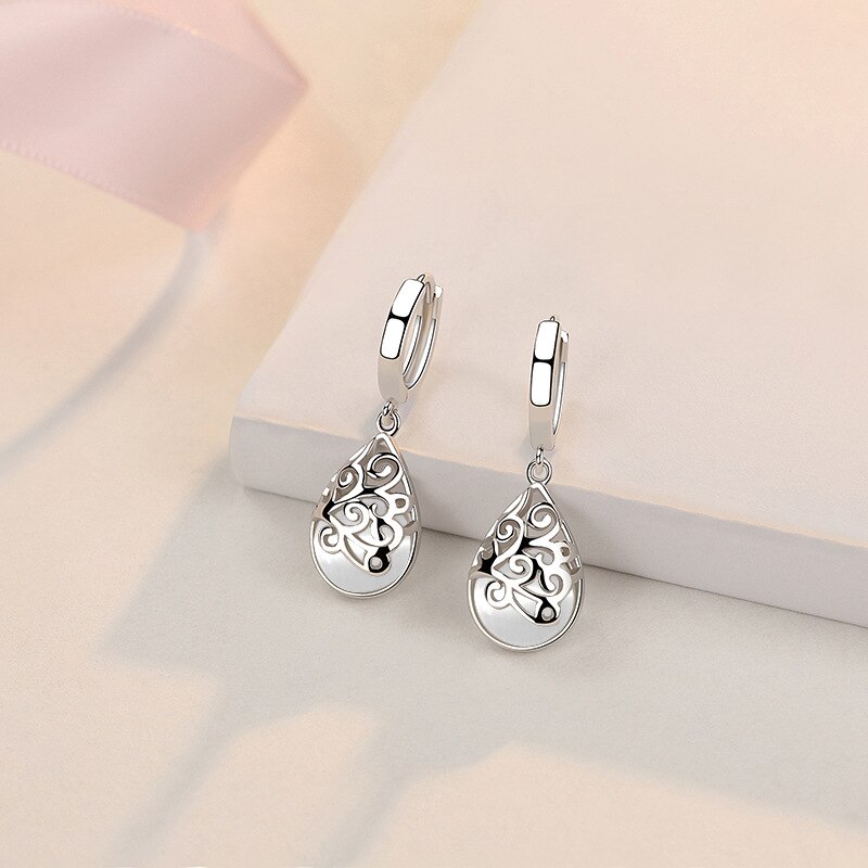 Victoria's Vogue 925 Sterling Silver Moonlight Opal Tears Totem Earrings Gift pendientes oorbellen boucle d'oreille femmes New