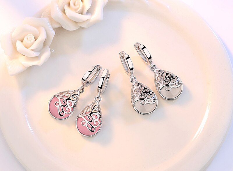 Victoria's Vogue 925 Sterling Silver Moonlight Opal Tears Totem Earrings Gift pendientes oorbellen boucle d'oreille femmes New