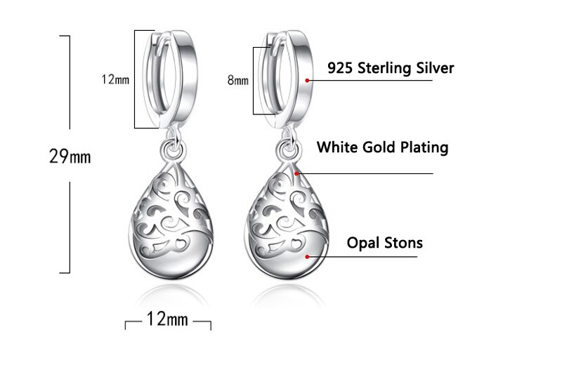 Victoria's Vogue 925 Sterling Silver Moonlight Opal Tears Totem Earrings Gift pendientes oorbellen boucle d'oreille femmes New
